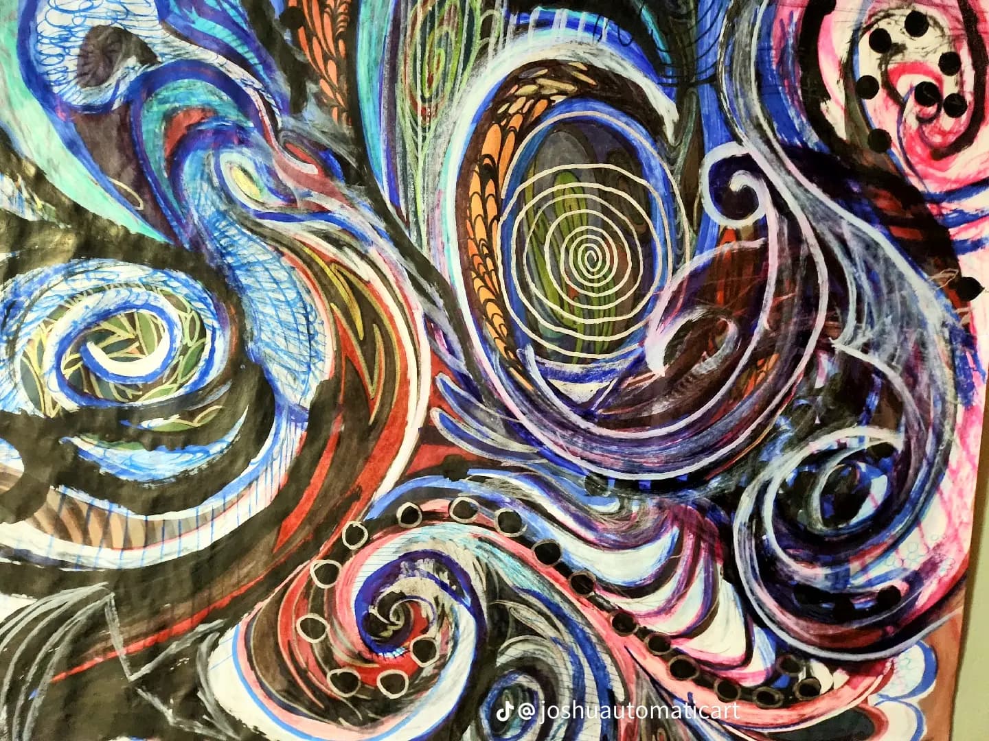 A fire spiral automatic painting by Joshua Merritt