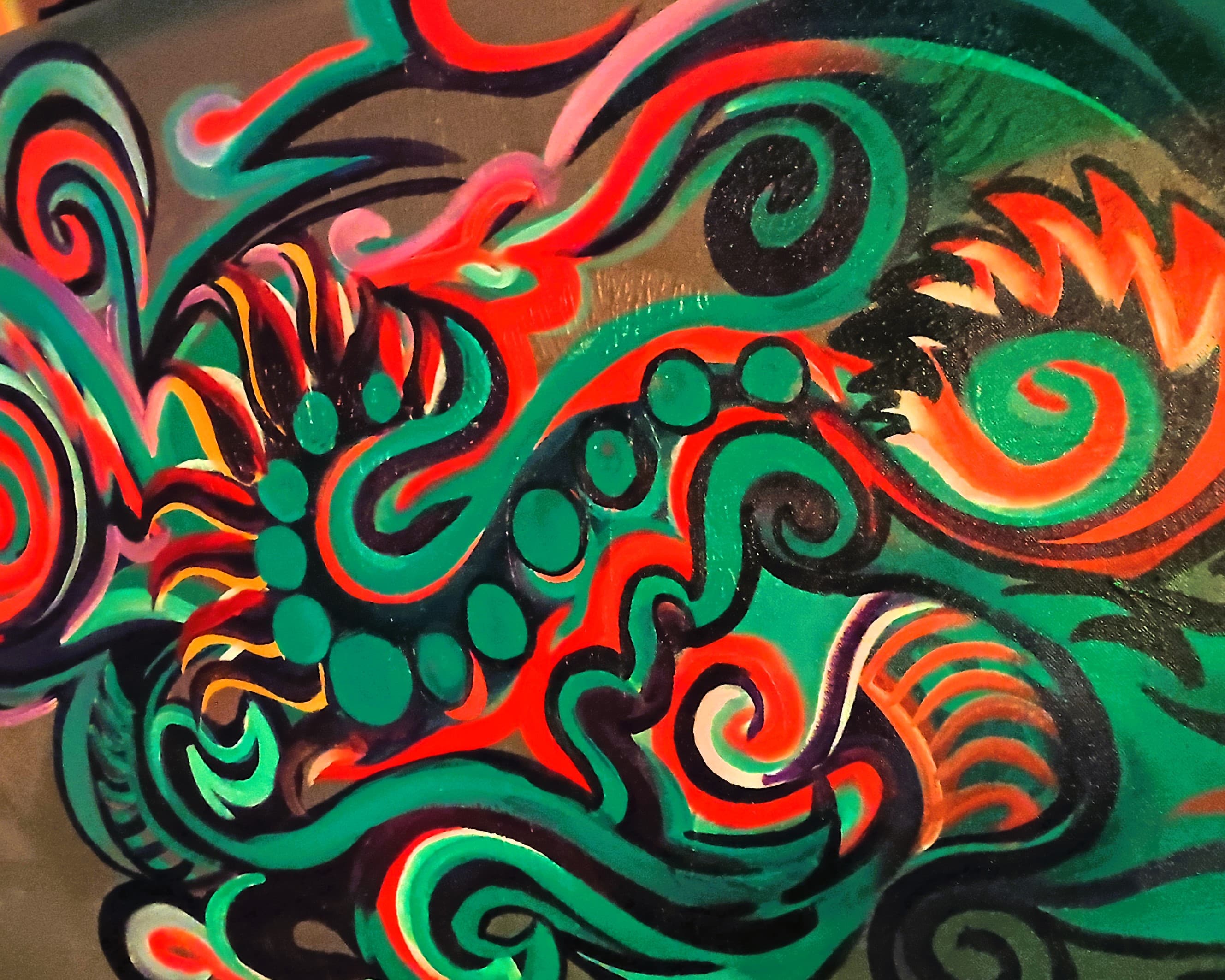 Green and red automatic painting by Joshua Merritt