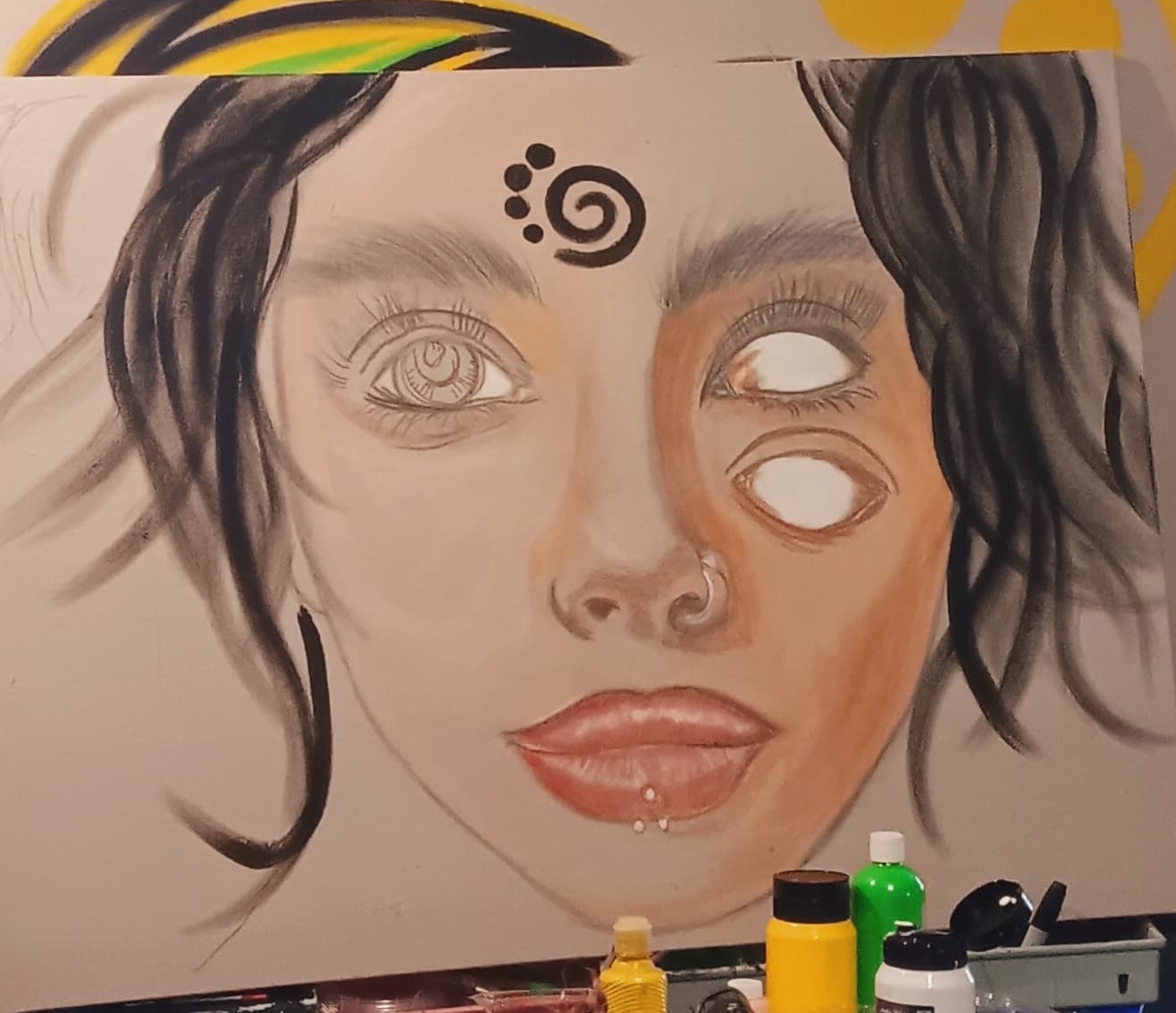 Split face portrait - Joshua automatic art 2025